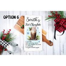 Load image into Gallery viewer, Christmas drinks recipe tea towel, personalised kitchen waffle tea towel, kitchen festive decoration for family, friends, colleagues