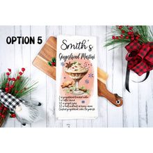 Load image into Gallery viewer, Christmas drinks recipe tea towel, personalised kitchen waffle tea towel, kitchen festive decoration for family, friends, colleagues