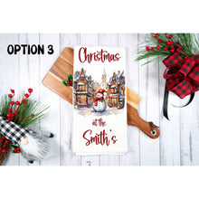 Load image into Gallery viewer, Christmas tea towel, Snowman personalised kitchen waffle tea towel, Microfiber kitchen festive decoration for family, friends, colleagues