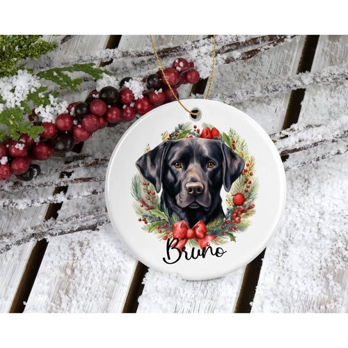 Black Labrador Retriever Christmas tree bauble ornament, ceramic hanging ornament, Secret Santa gift, keepsake, tree decoration, gift
