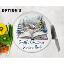 Load image into Gallery viewer, Christmas Chopping Board, Snowy winter scene glass tableware decor, housewarming gift, worktop saver, 6 patterns