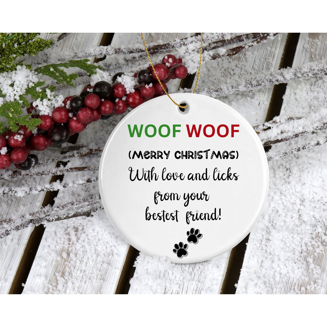 Bulldog Christmas tree bauble ornament, ceramic hanging ornament, Secret Santa gift, keepsake, tree decoration, gift