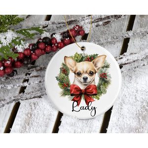 Chihuahua Christmas tree bauble ornament, ceramic hanging ornament, Secret Santa gift, keepsake, tree decoration, gift