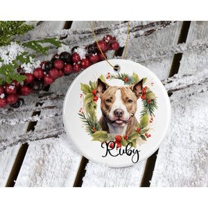 Pitbull Christmas tree bauble ornament, ceramic hanging ornament, Secret Santa gift, keepsake, tree decoration, gift