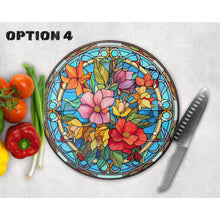 Load image into Gallery viewer, Floral Chopping Board, stained glass flowers tableware decor, housewarming gift, placemats, 9 patterns