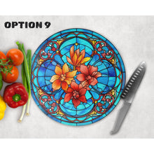 Load image into Gallery viewer, Floral Chopping Board, stained glass flowers tableware decor, housewarming gift, placemats, 9 patterns