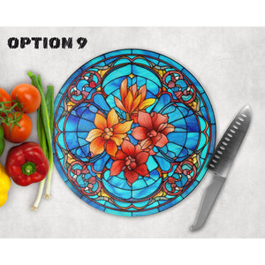 Floral Chopping Board, stained glass flowers tableware decor, housewarming gift, placemats, 9 patterns