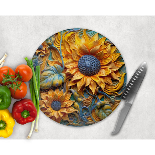 Chopping Board, 3d Sunflowers tableware decor, housewarming gift, placemat, gift for friends and family