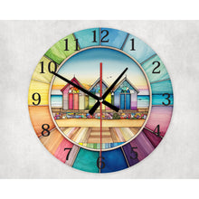 Load image into Gallery viewer, Beach hut glass wall clock, wall decor,faux stained glass, housewarming gift, birthday gift for family, freinds, colleague