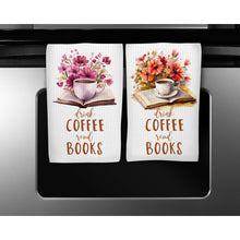 Load image into Gallery viewer, Drink Coffee &amp; Read Books Tea Towel - Absorbent Kitchen Decor, Artistic Housewarming Gift, Decorative Dish Towel Available in 4 Patterns