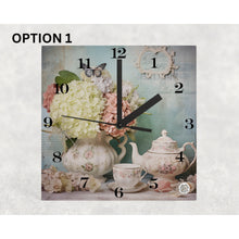 Load image into Gallery viewer, Vintage Tea Time Desk Clock, housewarming, birthday, anniversary, retirement gift for family, loved ones, freinds, colleagues, 3 patterns