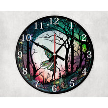 Load image into Gallery viewer, Woodland Fairy glass wall clock, wall decor, faux stained glass, housewarming gift, birthday gift for family, freinds and colleagues