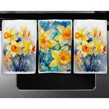 Load image into Gallery viewer, Daffodils Tea Towel - Floral Kitchen Decor, Artistic Housewarming Gift, Spring Decorative Dish Towel, Available in 3 Patterns